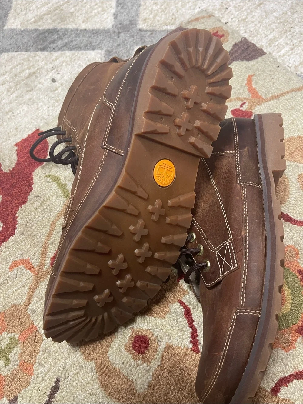 Used Timberland Men's Brown earth keepers Leather Lace-Up Boots Size 12, Great